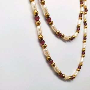 Beaded violet and white necklace set